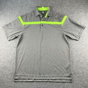 Footjoy Mens L Gray Neon Green Short Sleeve Golf Polo Shirt‎ Oregon Golf Club